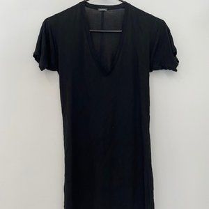 Monrow Short Sleeve Top V neck tee Basic Tee Black